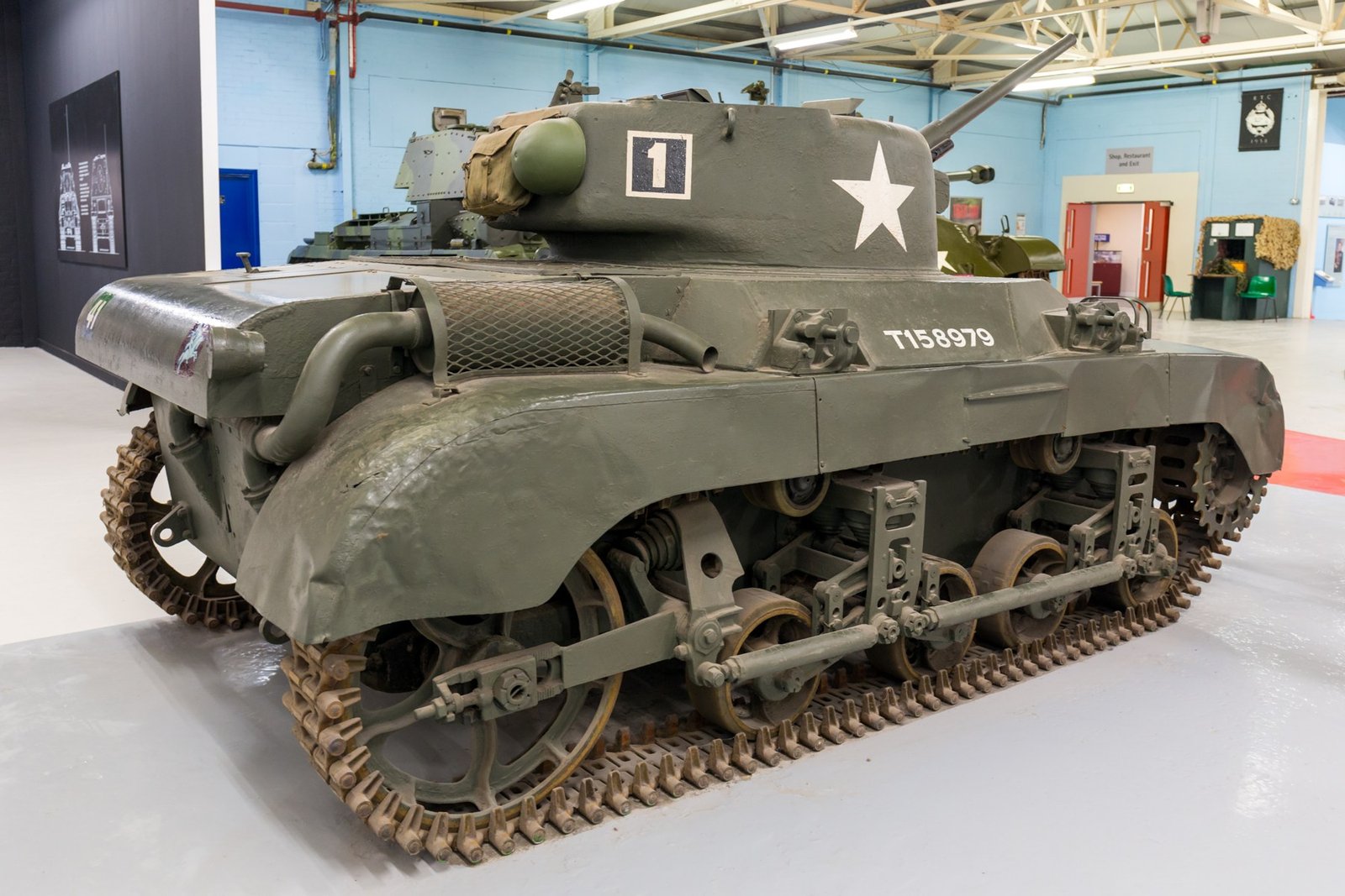 M22 Locust rear-right view at The Tank Museum, Bovington, 17 March 2017. [S13].
