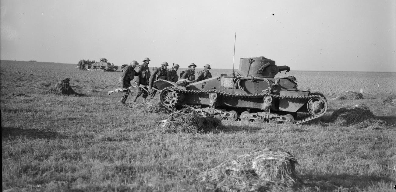 Matilda I tanks with infantry during an exercise near Hébuterne, 11 January 1940.