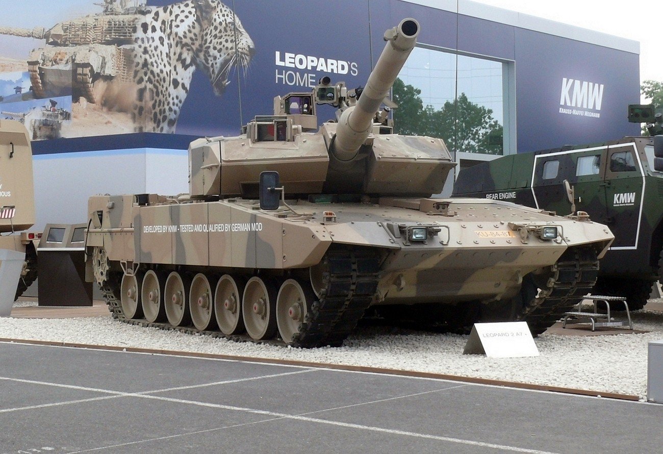 Leopard 2A7 display vehicle at Eurosatory 2010. trade-show demonstrator, not a unit service photograph.