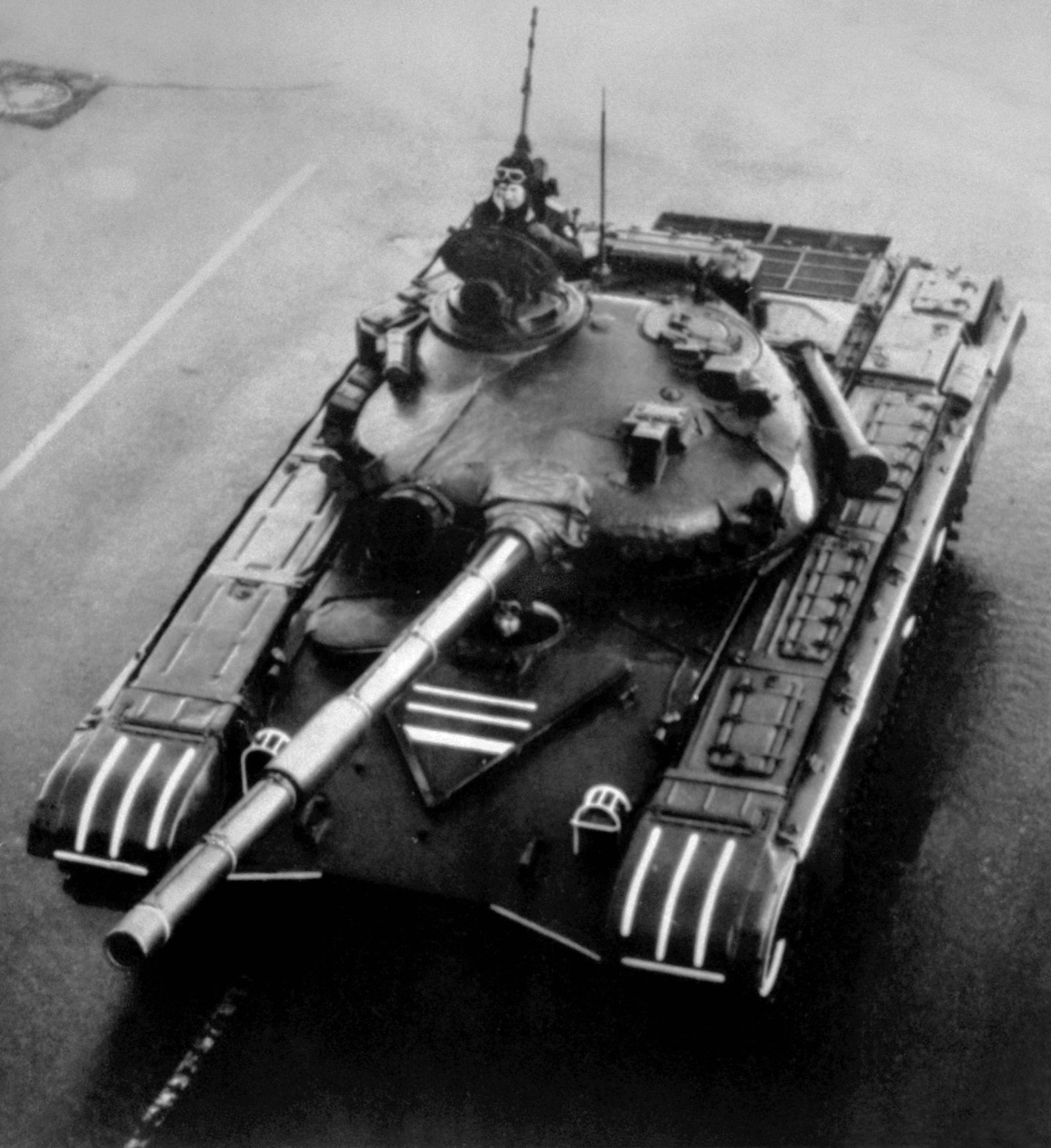 T-72A tank on parade, 1 April 1983. The Wikimedia Commons file page identifies this as a T-72A and notes that the original caption misidentified it as a Soviet T-80. not specified on file page. [Commons-Fig1].