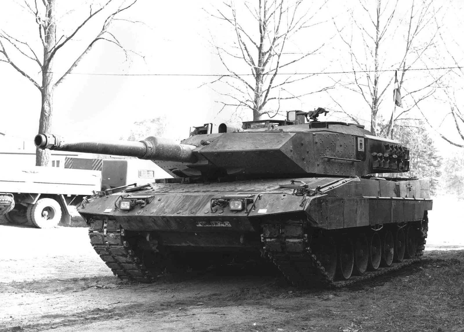 Leopard 2 Improved during Swedish trials, digitized by DigitaltMuseum; Commons date listed as 3 November 2010 for upload/record. Shows Swedish national-selection context; verify original negative date before print publication.