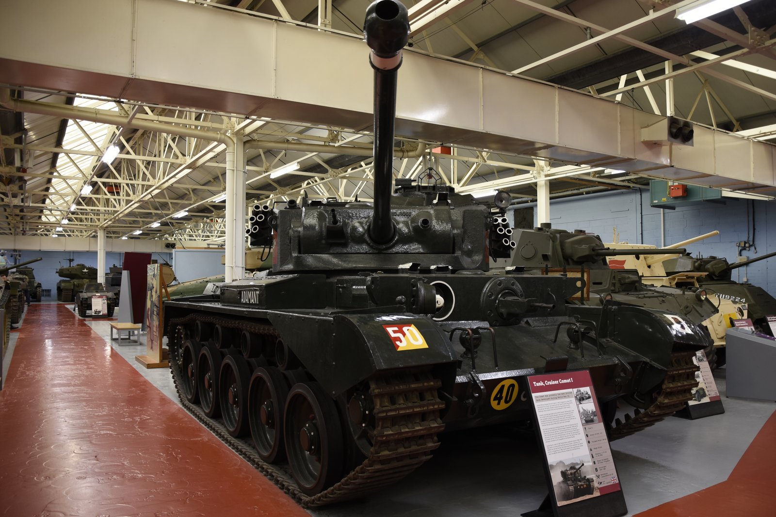 A34 Cruiser Tank Comet at The Tank Museum, Bovington, United Kingdom, 19 May 2017. preserved vehicle image; museum fit and markings may not reflect a specific wartime moment. [COMMONS-BOV].