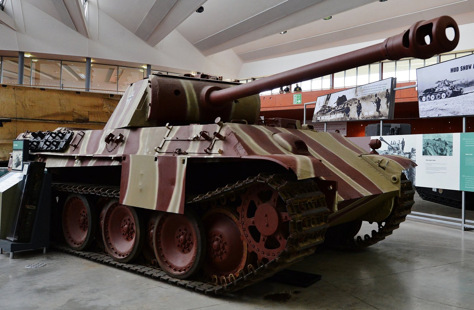 Bovington Tank Museum Panther survivor, photographed in 2014. This is a museum survivor built/assembled under British supervision after the MNH Hannover plant was captured, not a wartime combat photograph. Museum display condition may include restoration and postwar completion details.