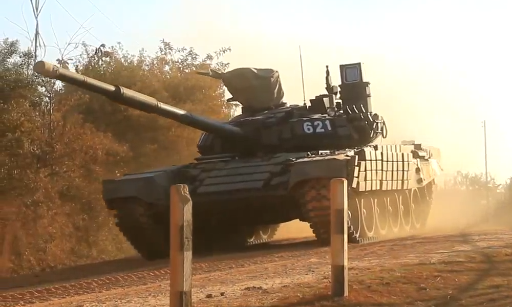 T-72B1MS during Laros-2019 exercise, video still. 16 December 2019. Laos exercise context, per Commons description. video snapshot; lower still-image quality but useful service-context view.